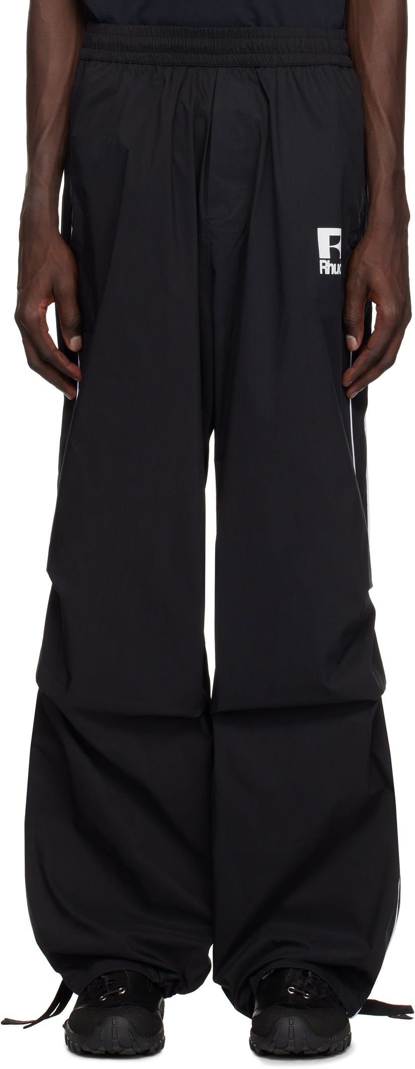 Träningsbyxor Rhude Rhude Piping Parachute Track Pants Svart | RHPS25PA02005