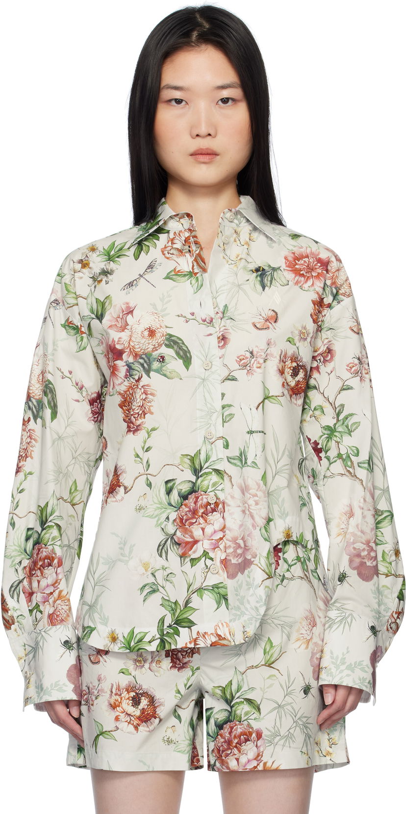 Skjorta The Attico Attico Eliza Floral-Print Long Sleeve Shirt Flerfärgad | 250WCH00014 CCC053PR