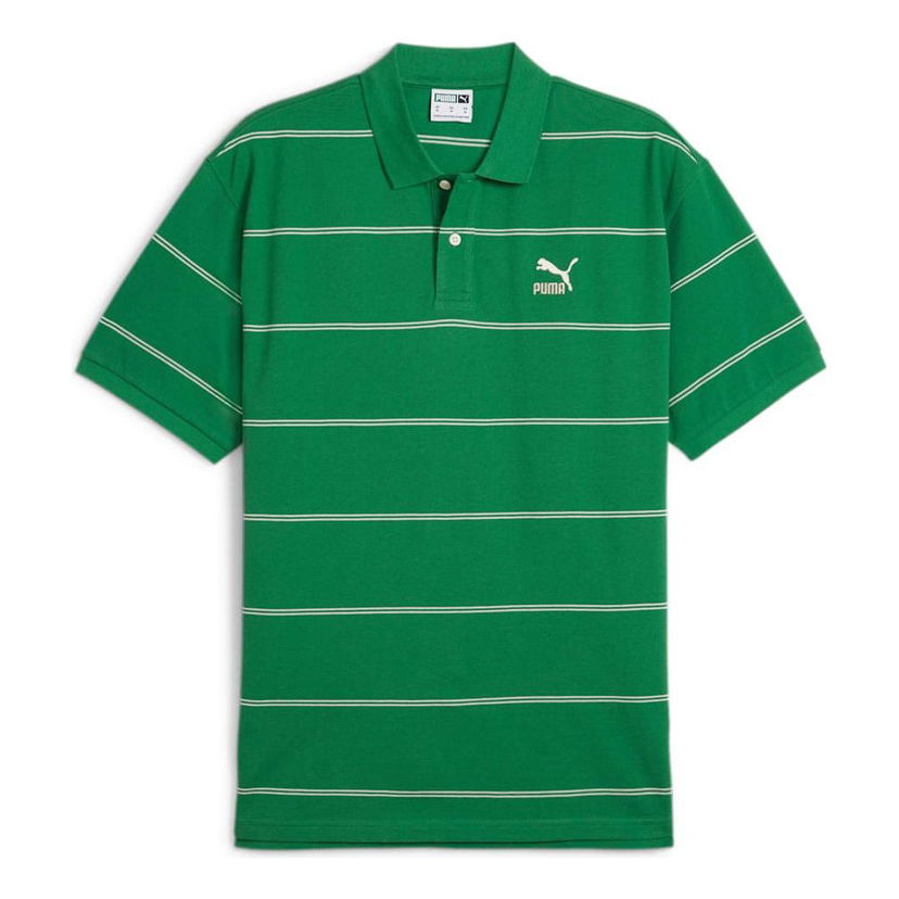 Polotröja Puma TEAM Striped Polo Shirt Grön | 627122-86