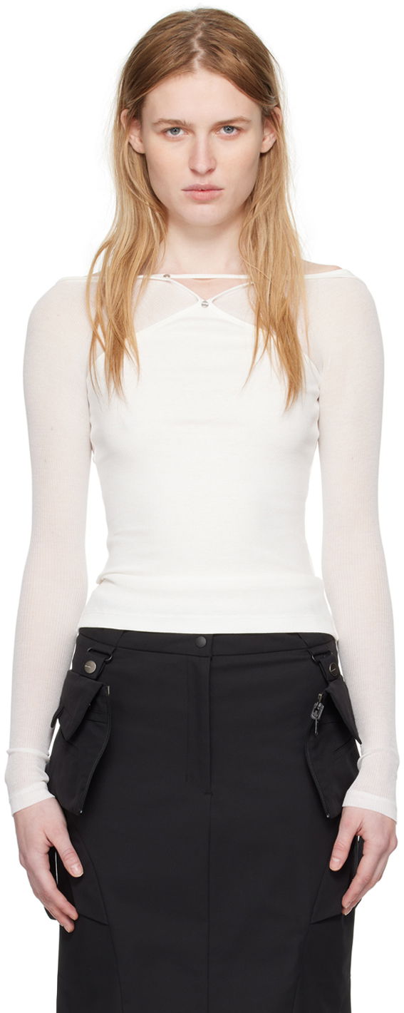 Linne Dion Lee Pierced Long Sleeve T-Shirt Vit | C3186SS24