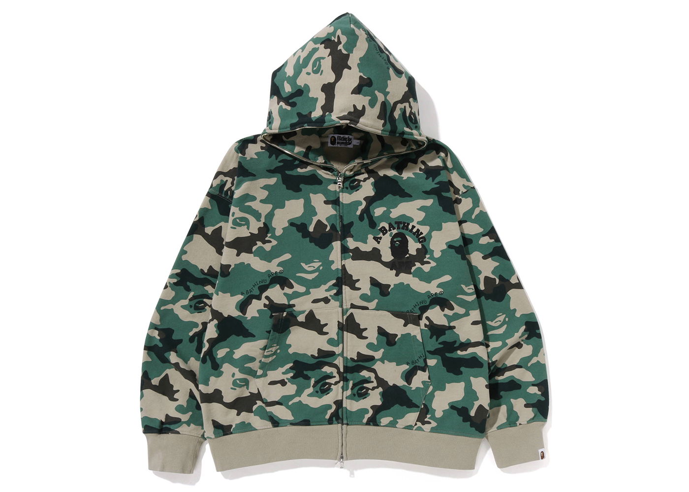 Sweatshirt BAPE Woodland Camo Loose Fit Full Zip Hoodie Grön | 1J30-115-006, 0