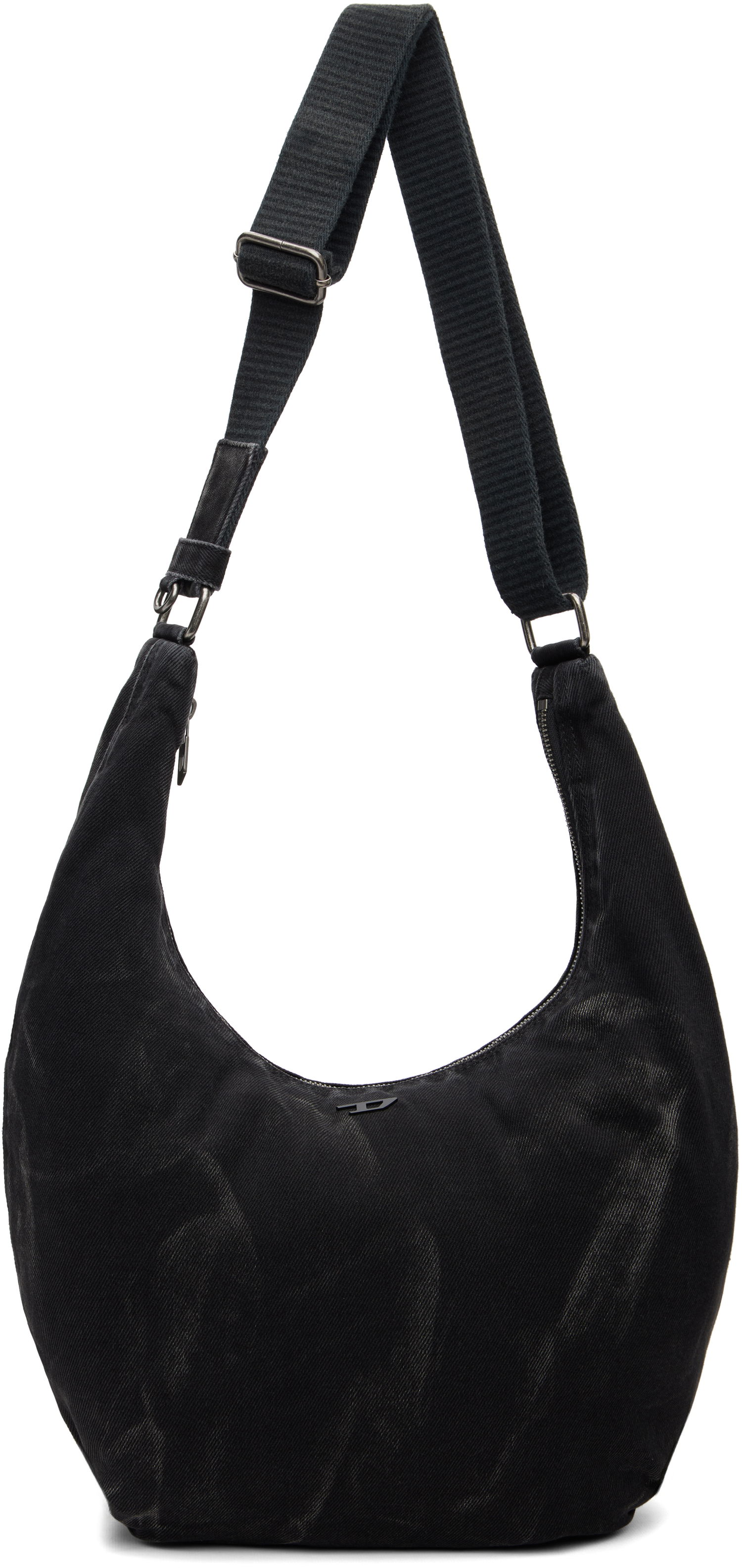 Axelväska Diesel Rave X Washed Denim Crescent Shoulder Bag Svart | X10414-P4485-T8013, 0