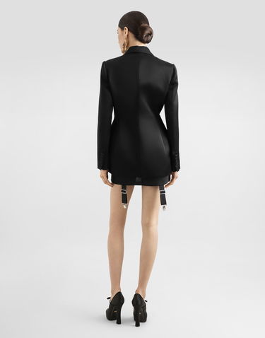 Jacka Dolce & Gabbana Dolce & Gabbana Double-breasted Duchess Satin Jacket With Conical Cups Svart | F27ETTFU106N0000, 2