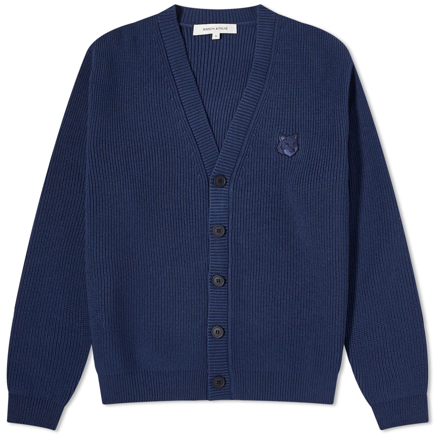 Sweater MAISON KITSUNÉ Maison Kitsuné Bold Fox Head Ribbed Cardigan Mörkblå | MM00506KT1098-P476, 0