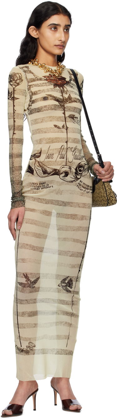 Klä Jean Paul Gaultier Jean Paul Gaultier Tattoo Marinière Maxi Dress Beige | 25/34-F-RO396-T585-030030, 4