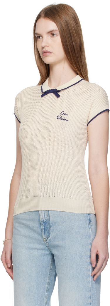 T-shirts och linne Valentino Valentino Cotton Knit Top Beige | 7B3KC66T9JV, 3