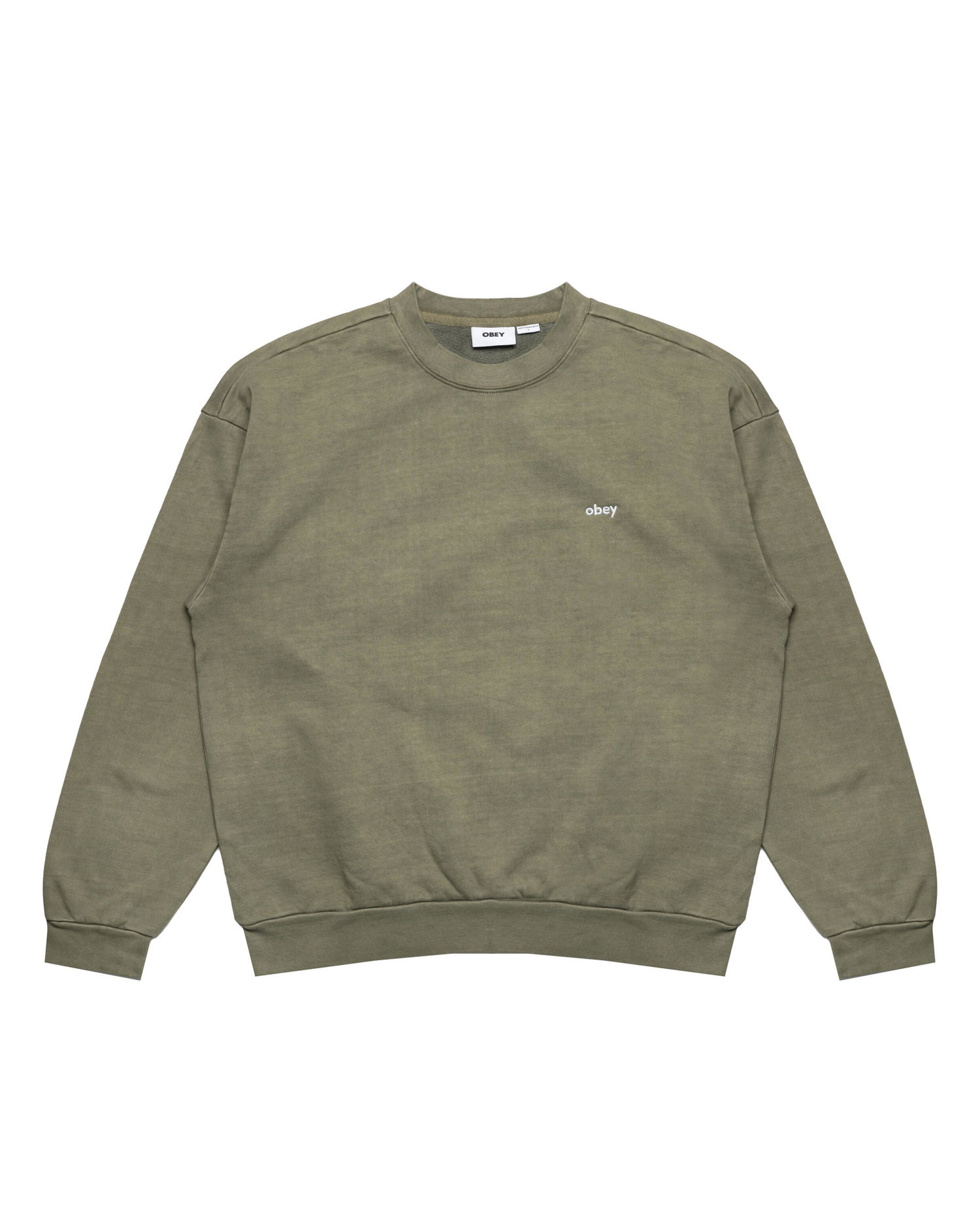 Sweatshirt OBEY Lowercase Pigment Dyed Crewneck Sweatshirt Grön | 112480138-DLN, 0