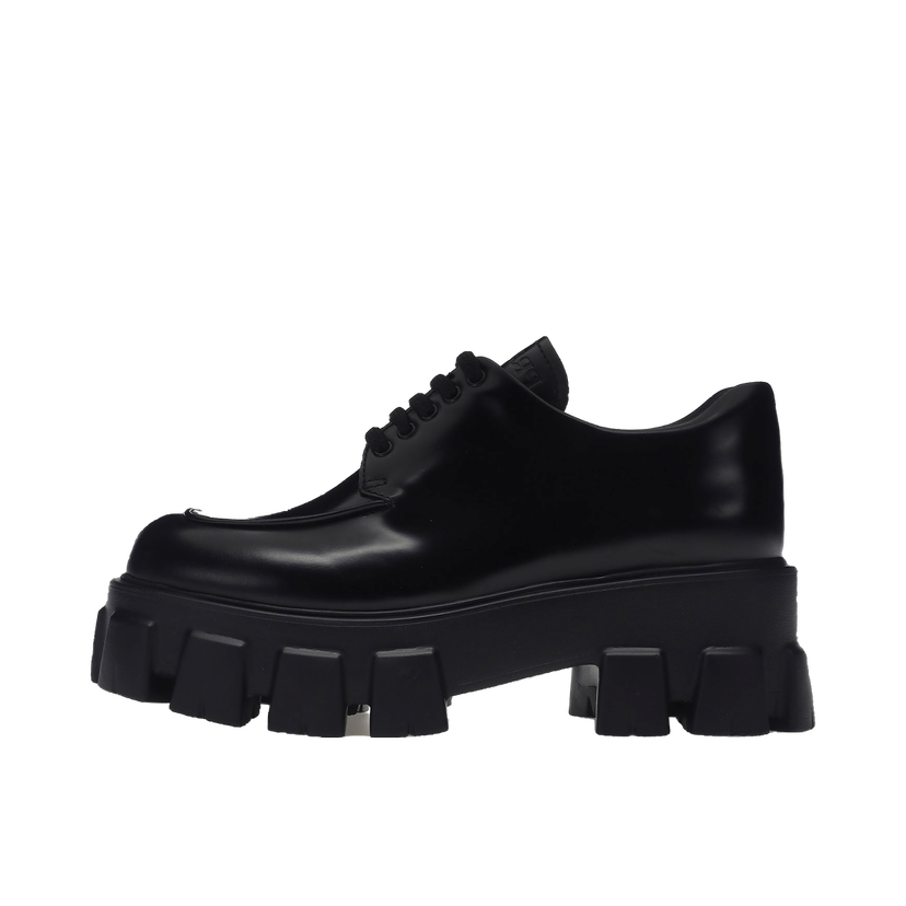 Sneakers och skor Prada Monolith 55mm Lace Up Loafer Black Brushed Leather Svart | 1E708L_B4L_F0002_F_B055