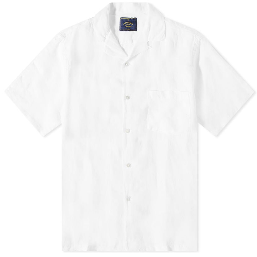 Skjorta Portuguese Flannel Portuguese Flannel Linen Camp Vacation Shirt Vit | SS23-0100WHT