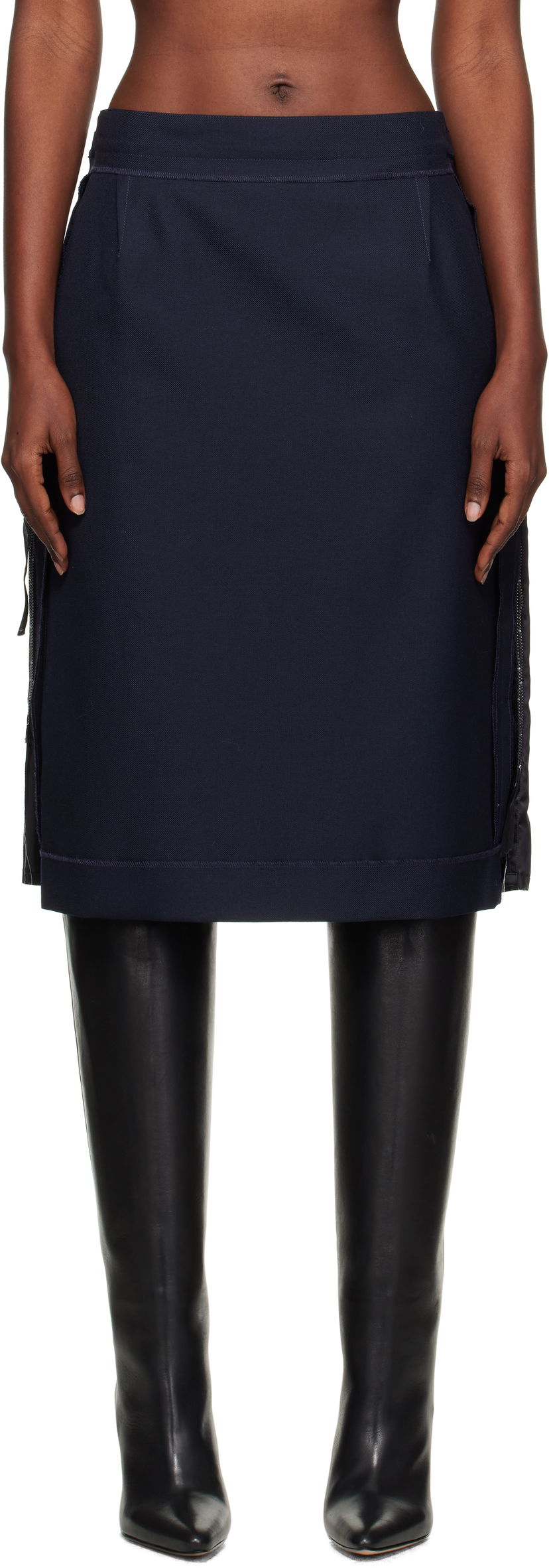 Kjol Maison Margiela Maison Margiela Reverse Midi Skirt Mörkblå | S51ME0045 MTN107