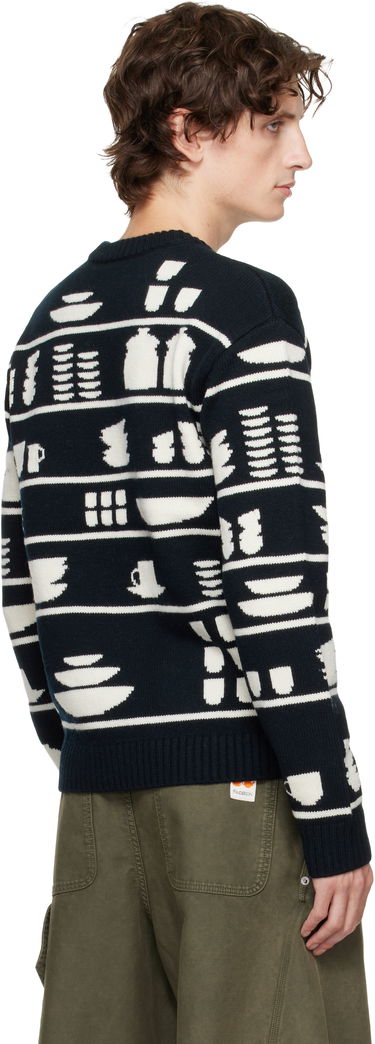 Sweater JW Anderson Crockery Jacquard Sweater Mörkblå | KW1431-YN0379, 2
