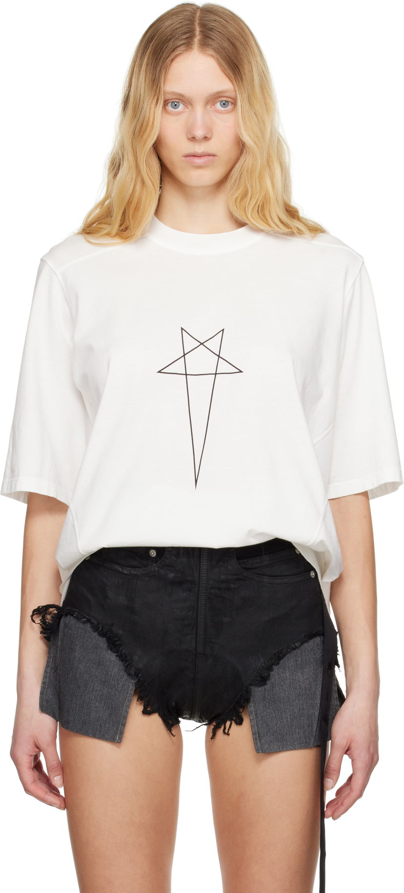 T-shirt Rick Owens Rick Owens DRKSHDW Hollywood Walrus T-Shirt Vit | DS01E3201 RNEP3