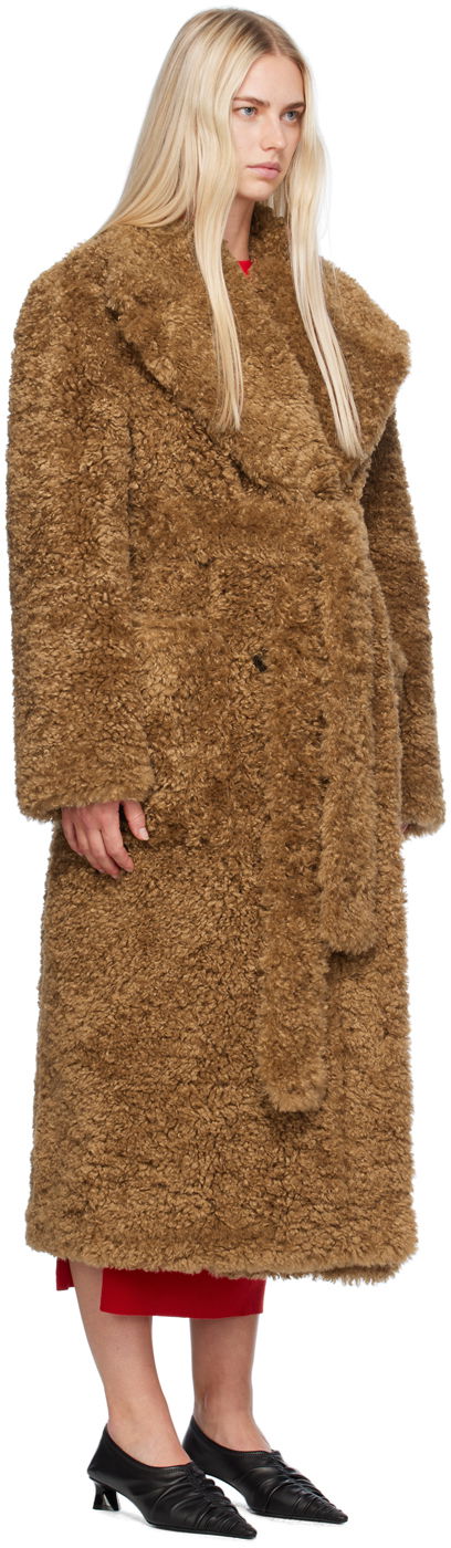 Rockar Stella McCartney Stella McCartney Belted Plush Teddy Faux-Shearling Coat Brun | 6600883EU901, 1