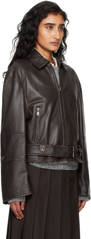 Jacka Max Mara Weekend Max Mara Egizio Leather Jacket Brun | 2525446011600, 1