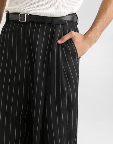 Byxor Dolce & Gabbana Dolce & Gabbana Pinstripe Linen-Blend Double Darts Pants Svart | GP10DTFR3F0S8053, 3