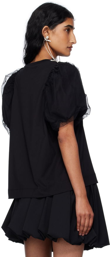 T-shirt Simone Rocha Simone Rocha Embellished Tulle Overlay Puff Sleeve T-Shirt Svart | 5397B 0553, 2