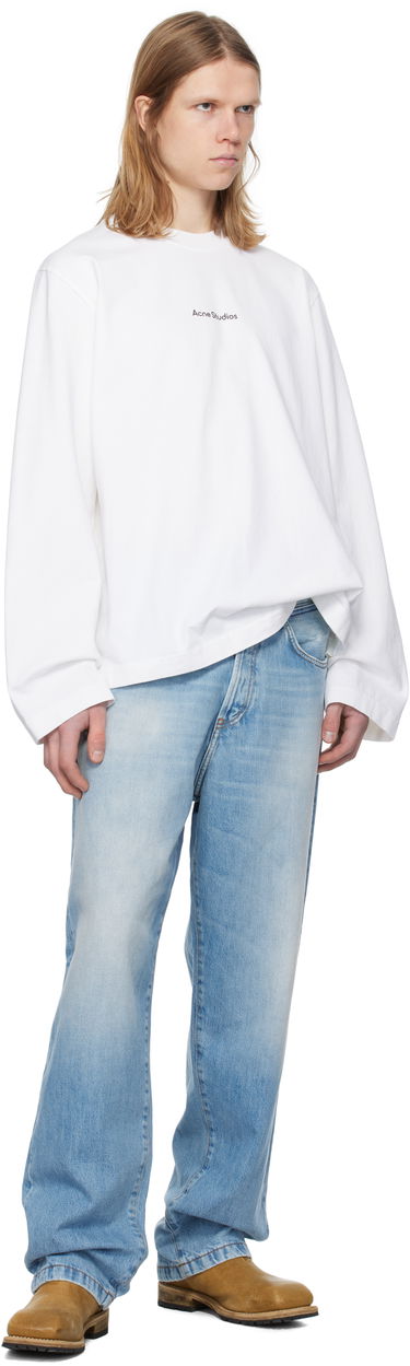 T-shirt Acne Studios White Printed Logo Long Sleeve T-Shirt Vit | CL0270-, 3