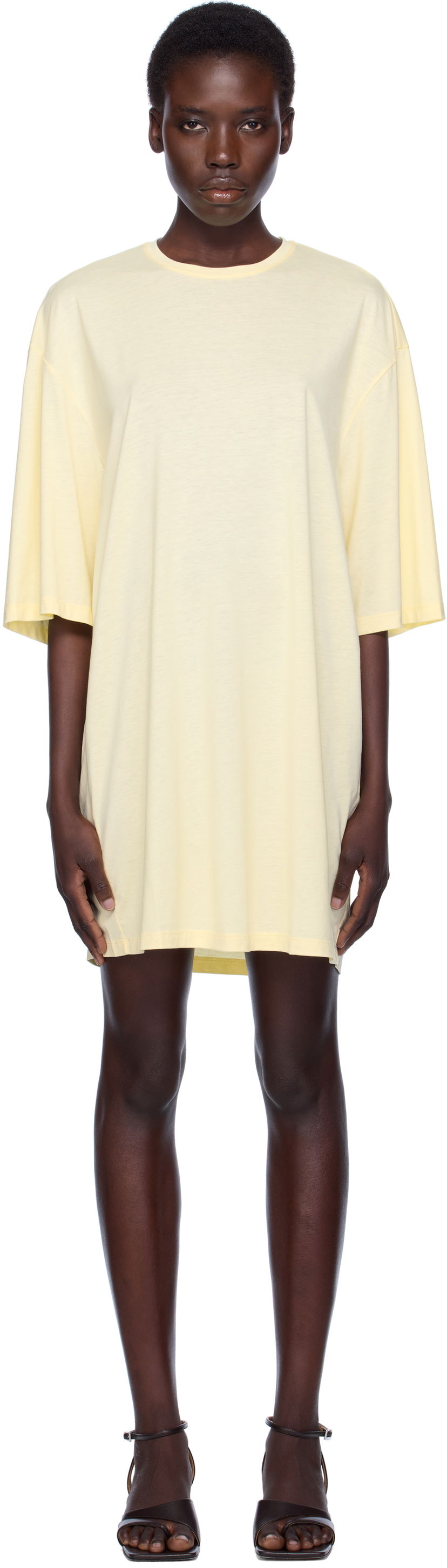 Klä TOTEME TOTEME Relaxed Tee Minidress Gul | 253-WRT0594-FB0419