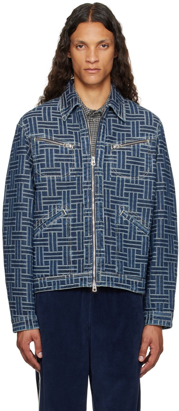 Jacka KENZO Blue Paris ' Weave' Denim Jacket Blå | FE65DV3106J2