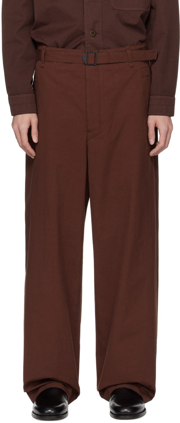 Byxor LEMAIRE LEMAIRE Seamless Belted Trousers Brun | PA1106 LF1220