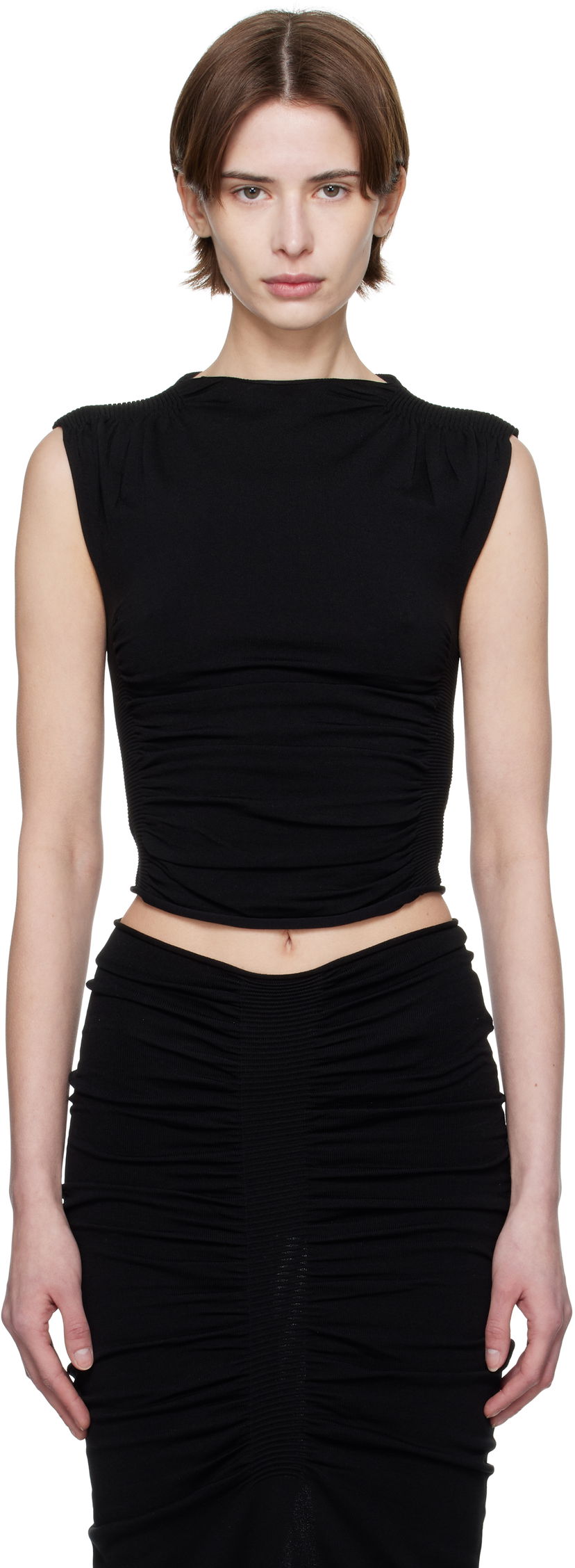 Linne Alexander Wang Alexander Wang Ruched Tank Top Svart | 1KC1251032