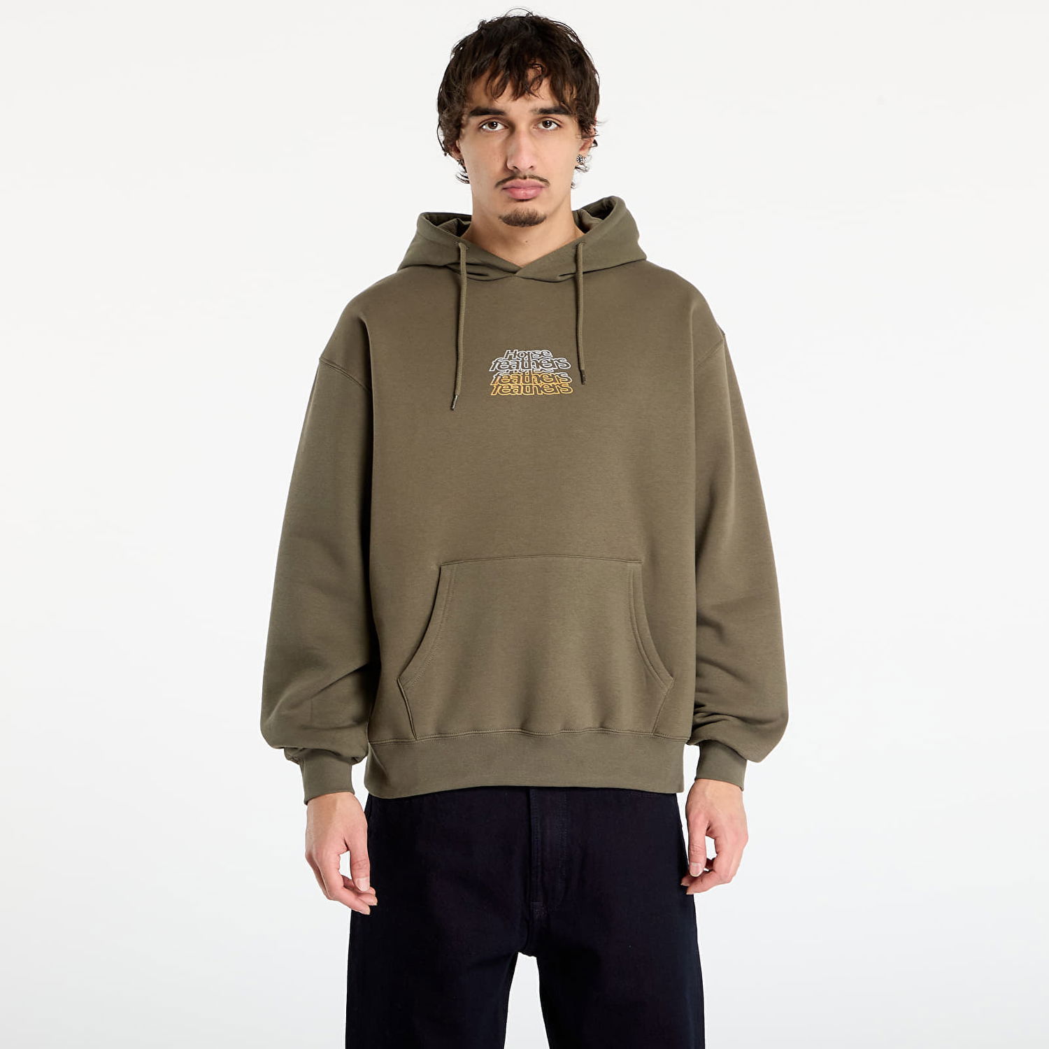Sweatshirt Horsefeathers Rollin Graphic Print Hoodie with Kangaroo Pocket Grön | SM1388B, 0