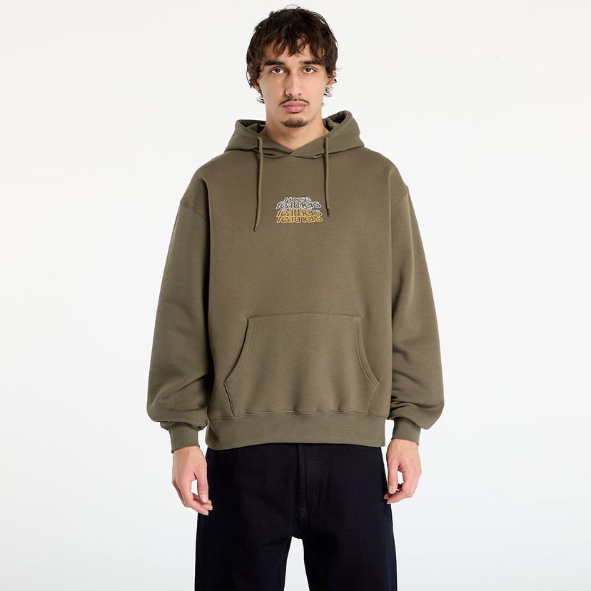 Sweatshirt Horsefeathers Rollin Graphic Print Hoodie with Kangaroo Pocket Grön | SM1388B