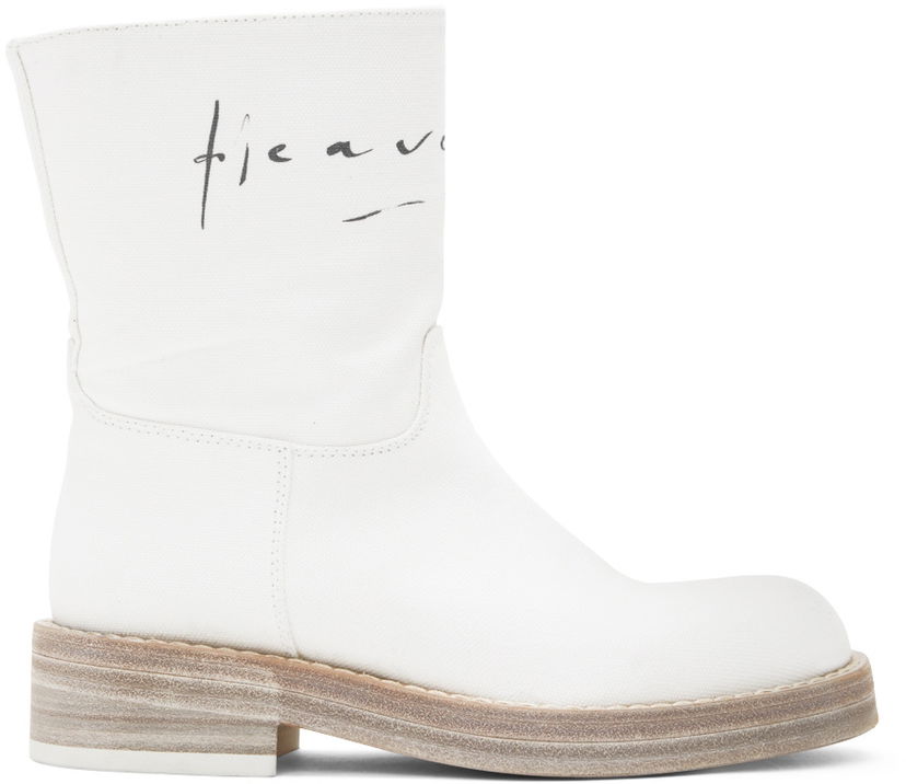 Kläder Ann Demeulemeester Ann Demeulemeester Billie Canvas Boots Vit | 2201-W-R11-195-001