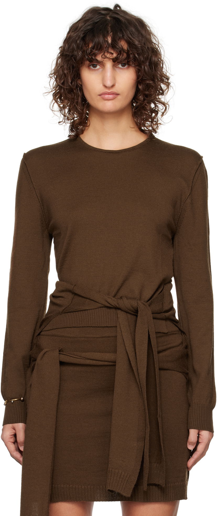 Klä LEMAIRE Lemaire Crew Neck Knit Dress Brun | TO1250 LK087
