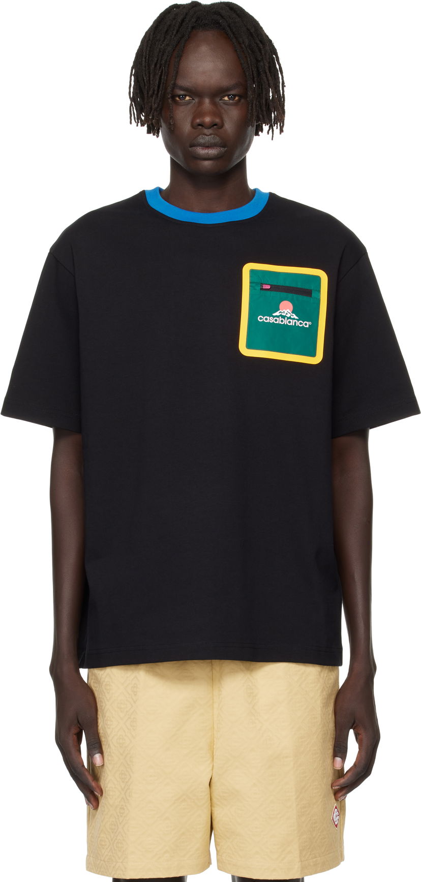 T-shirt Casablanca Casablanca Montagne Pocket Tee Svart | MPF25-JTS-043-01