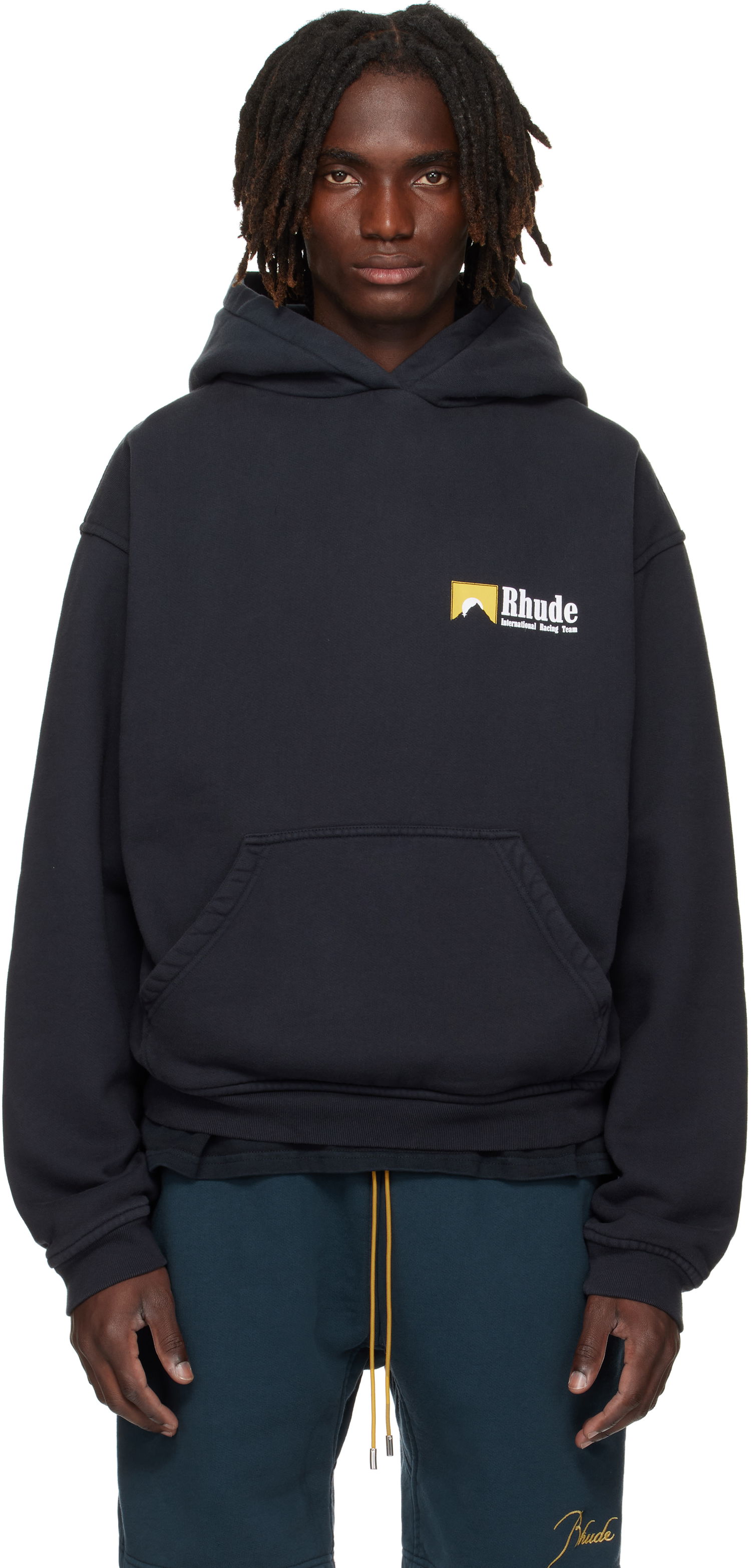 Sweatshirt Rhude Rhude International Racing Logo Hoodie Svart | RHPF25HO07012, 0