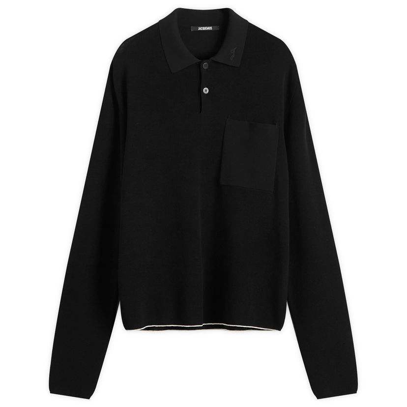 Polotröja Jacquemus Knitted Polo Shirt Svart | 25HPOM00603AK00274-990
