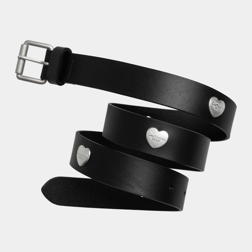Bälten Carhartt WIP Tylor Leather Belt with Metal Heart Logo Svart | I035381_9