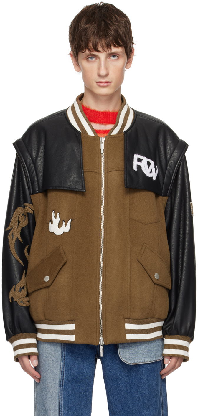 Bomberjacka Feng Chen Wang Feng Chen Wang 'Phoenix' Bomber Jacket Brun | FUF16JK55K