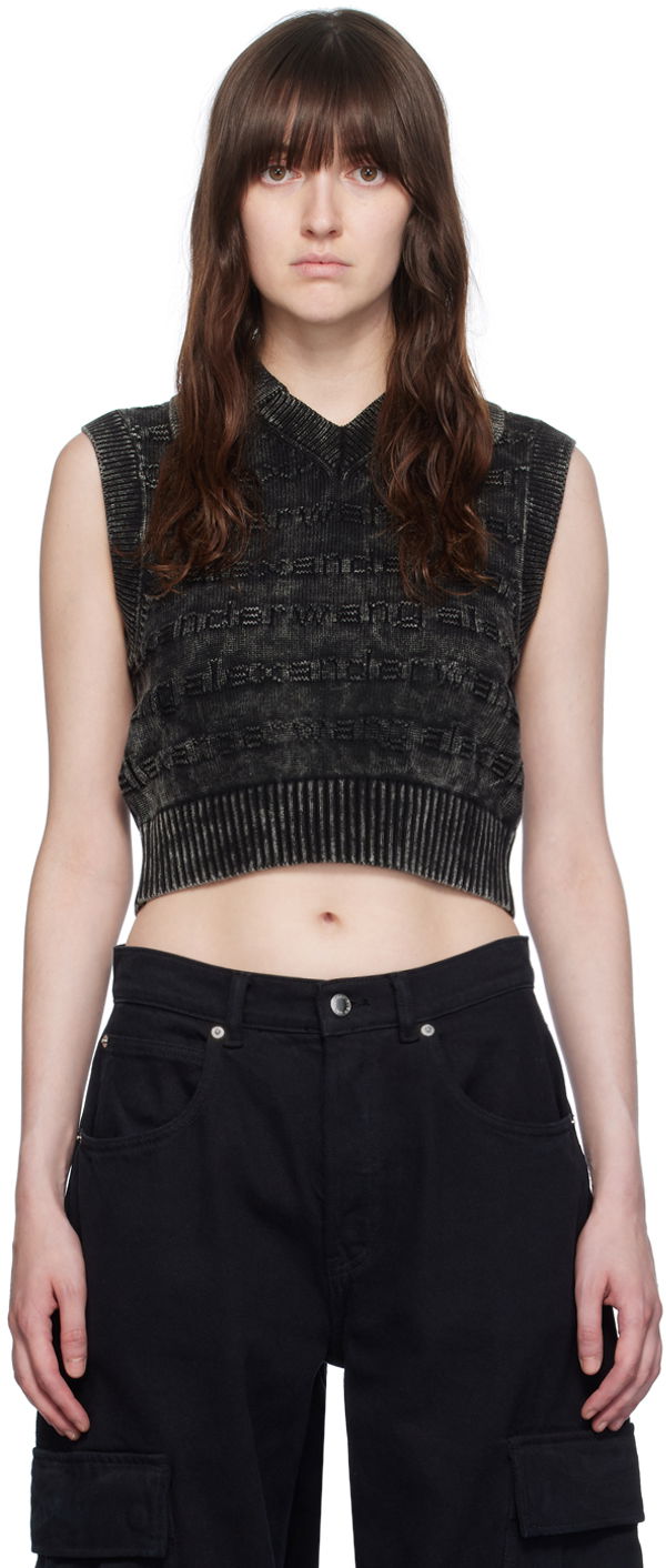 Sweater Alexander Wang Black 3D Logo Vest Svart | 1KC3241058