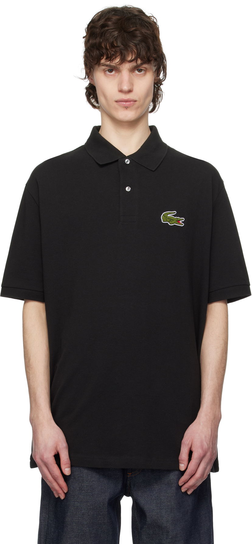 Polotröja Lacoste Loose Fit Pique Badge Polo Svart | PH2751_031