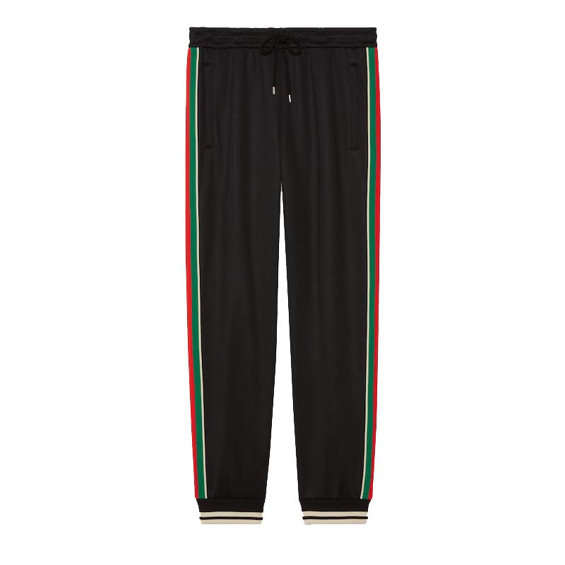 Byxor Gucci Technical Jersey Track Pants Black Svart | 698426XJEES1152