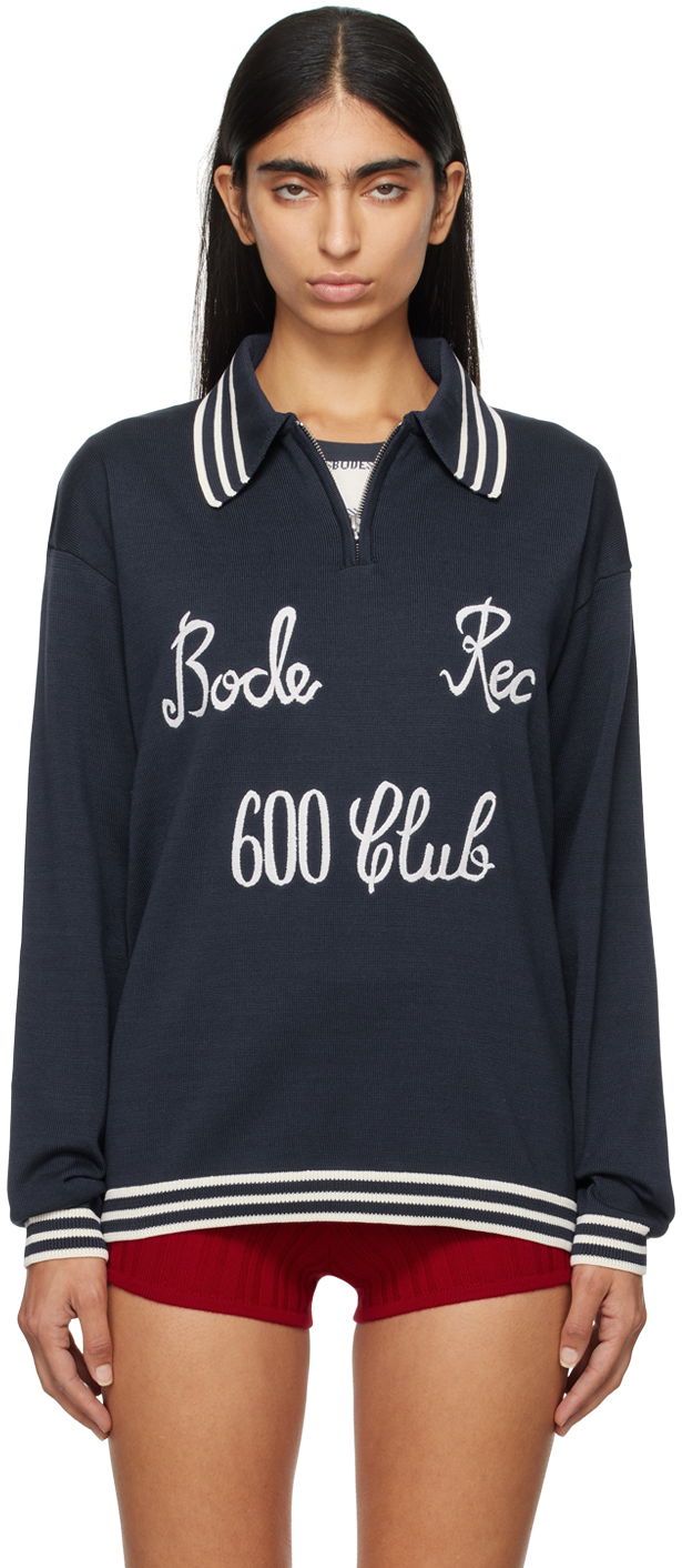 Polotröja Bode Club Long-Sleeved Polo Mörkblå | MRF24KT005