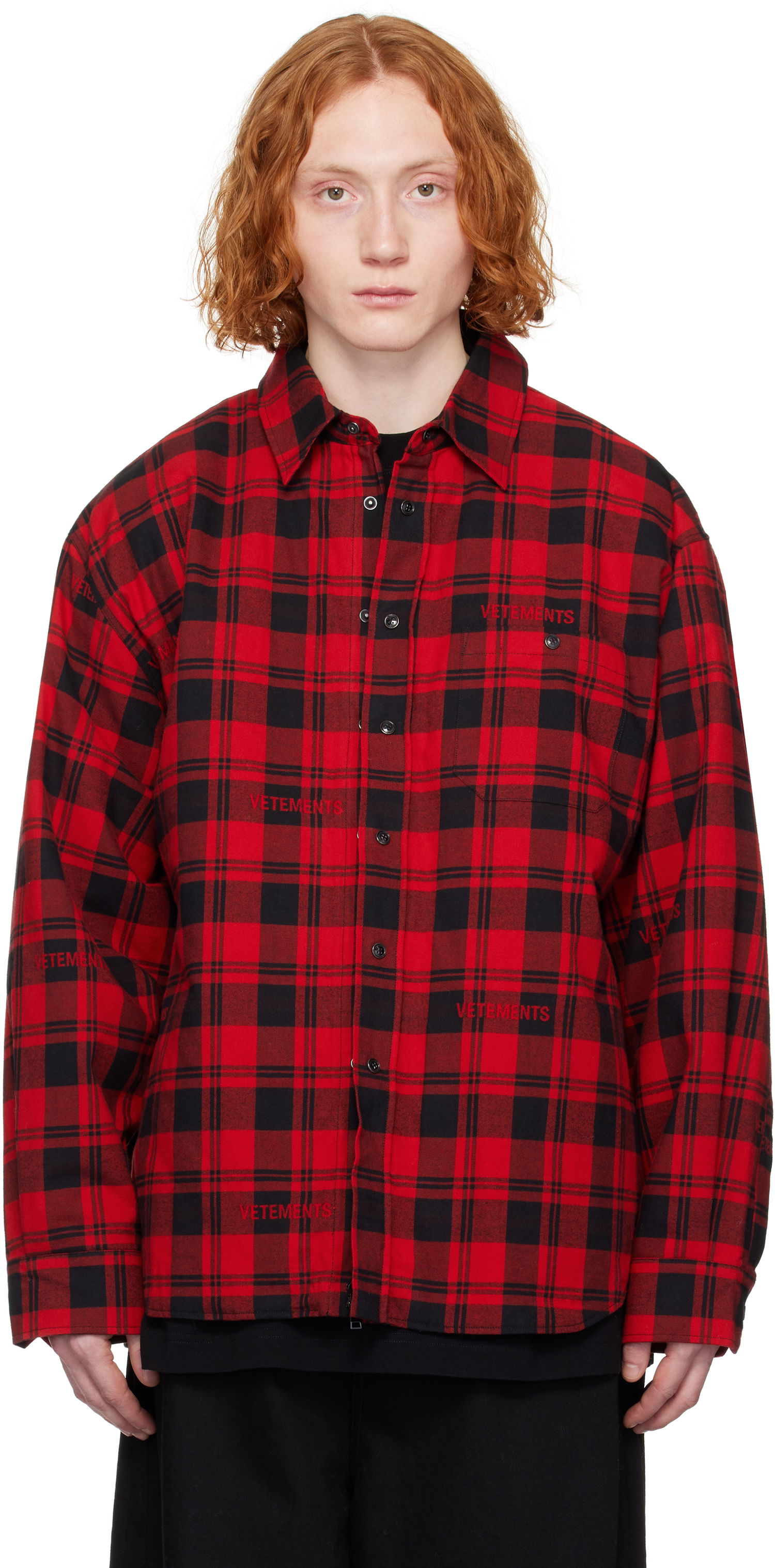 Skjorta VETEMENTS Vetements Padded Flannel Overshirt Röd | UA66SH460R, 0
