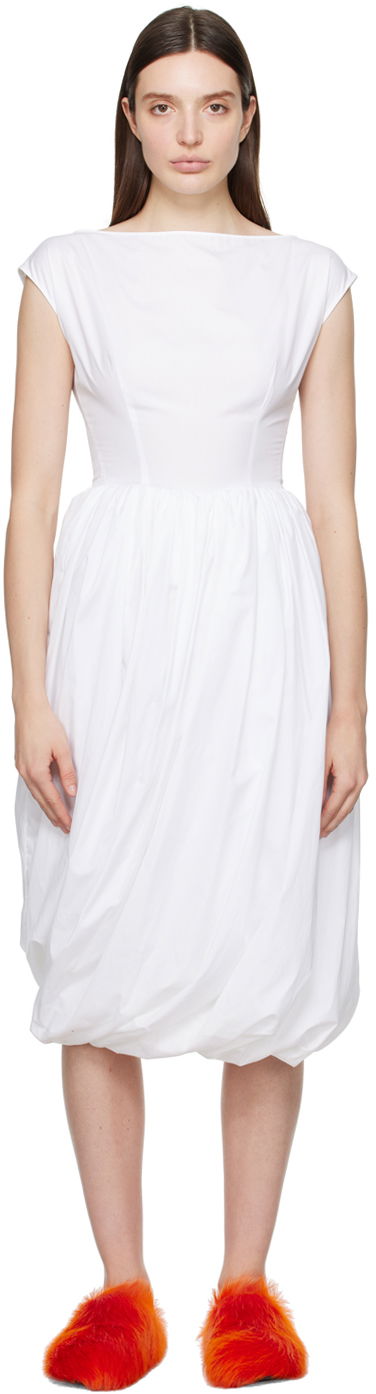 Klä Marni Balloon Midi Dress Vit | ABMA1156A0 UTC223