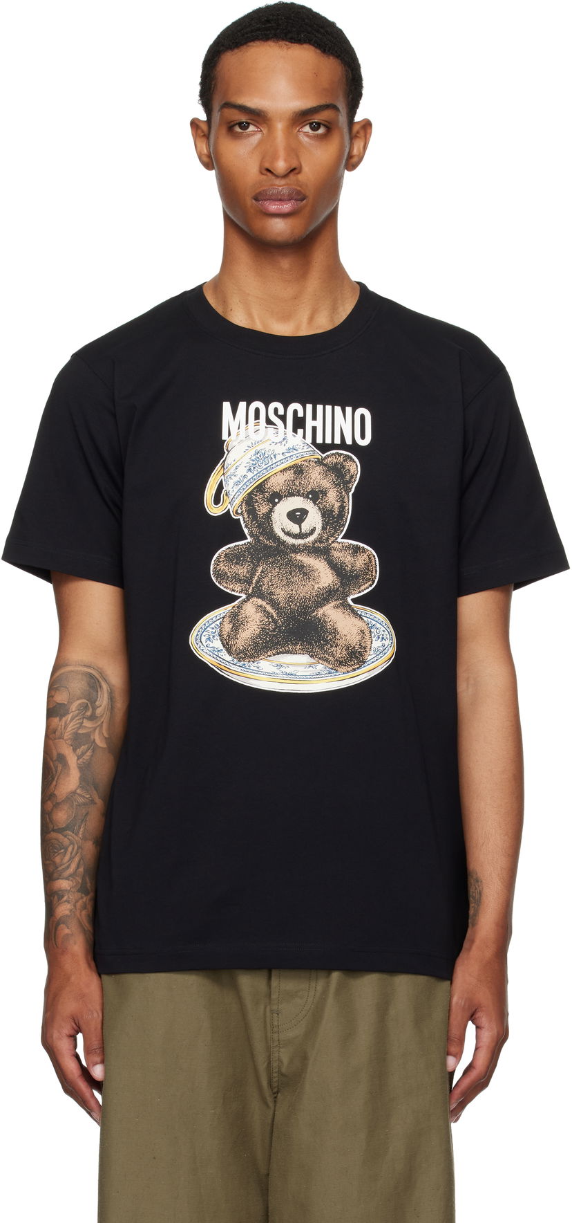 T-shirt Moschino Moschino Organic Cotton Teddy Bear Graphic Tee Svart | 252ZZ071652411555