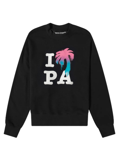 Sweatshirt Palm Angels I Love PA Crew Sweat Svart | PMBA026S23FLE0021084