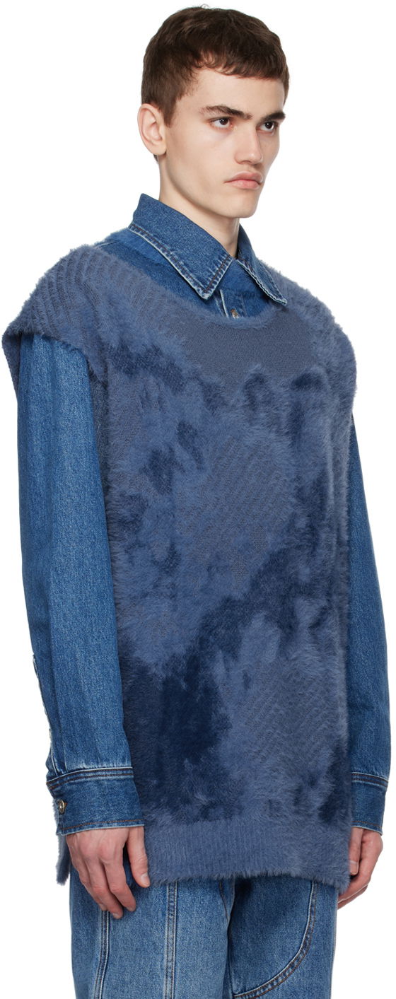 Sweater Feng Chen Wang Feng Chen Wang Landscape Painting Vest and Denim Jacket Set Blå | FUF16KT03, 1