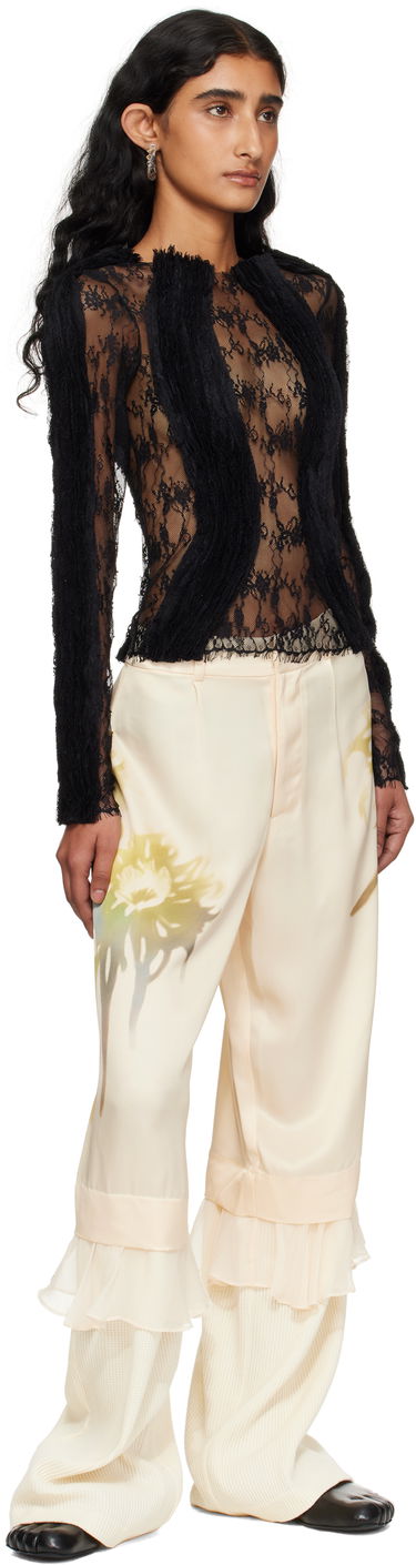 T-shirts och linne Collina Strada Collina Strada Wavy Lace Top Svart | XX3303, 3