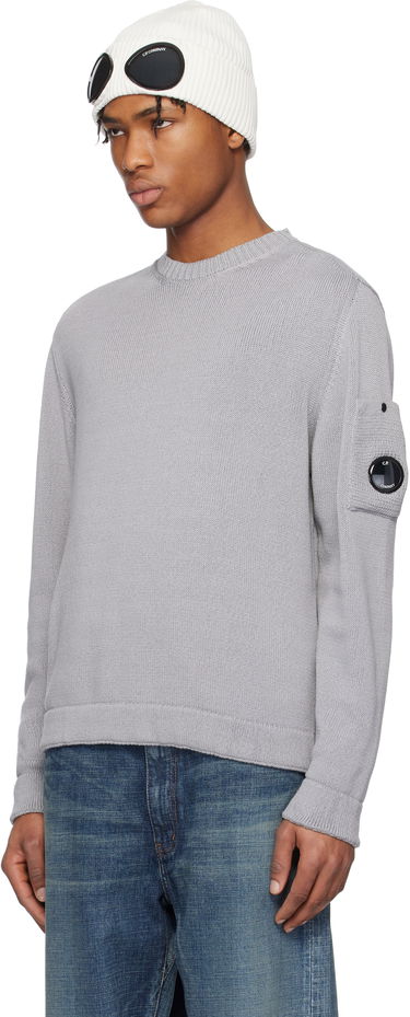 Sweater C.P. Company C.P. Company Crewneck Lens Knit Sweater Grå | 18CMKN077A-110058A, 3