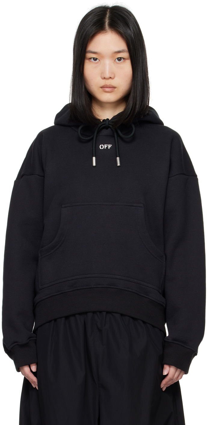 Sweatshirt Off-White Black Off Stamp Round Hoodie Svart | OWBB061C99FLE0011001