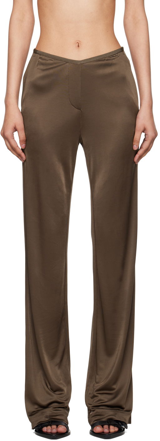 Byxor Helmut Lang Helmut Lang Car Satin Trousers Brun | O02HW205