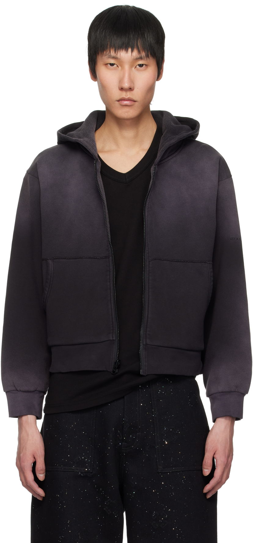 Sweatshirt 1017 ALYX 9SM Alyx Garment Dyed Reversible Zip Up Hoodie Svart | AAMSW0241FA01