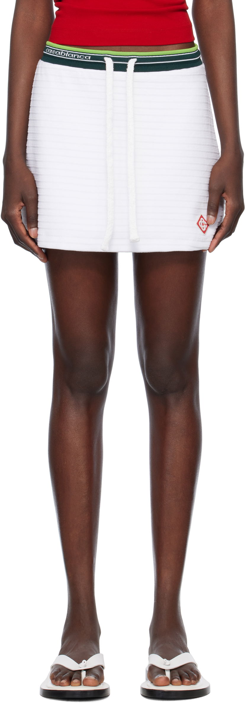 Kjol Casablanca Casablanca Textured Velour Tennis Miniskirt Vit | WS25-SK-144-01