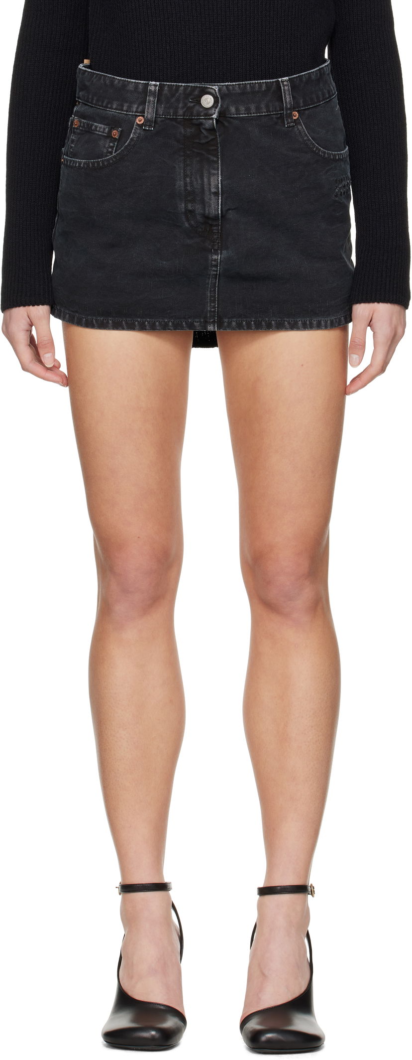 Kjol Maison Margiela MM6 Maison Margiela Twisted Denim Miniskirt Svart | S52MC0010 M35249